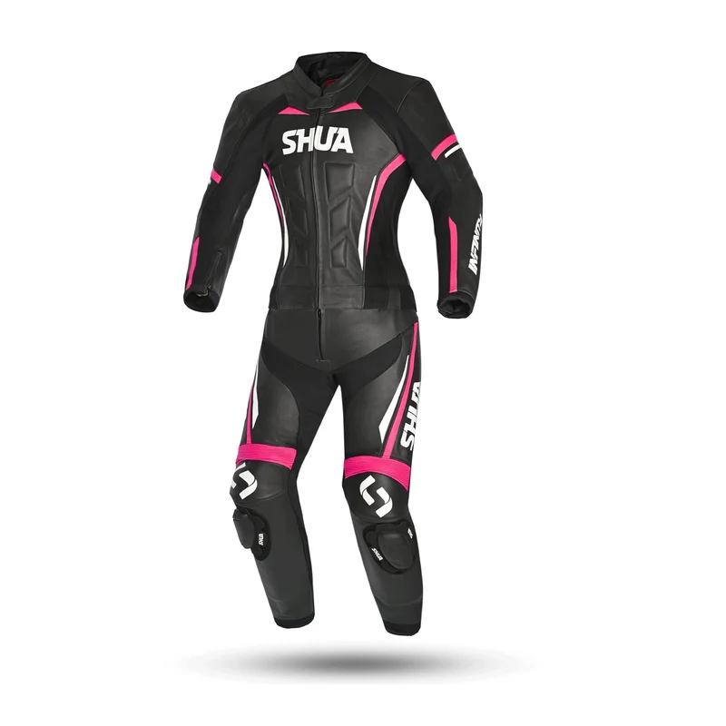 SHUA INFINITY 2 PC MONO DE MOTO MUJER NEGRO FUCSIA