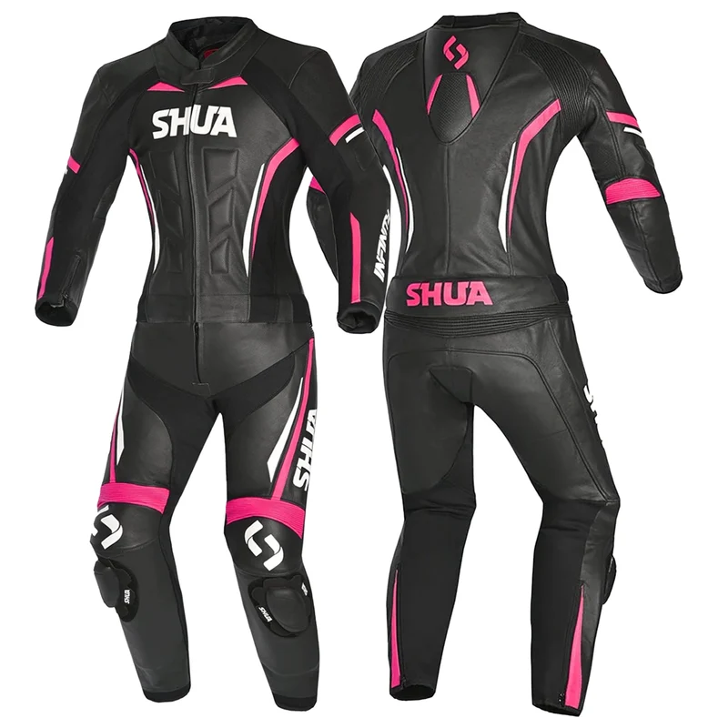 SHUA INFINITY 2 PC MONO DE MOTO MUJER NEGRO FUCSIA