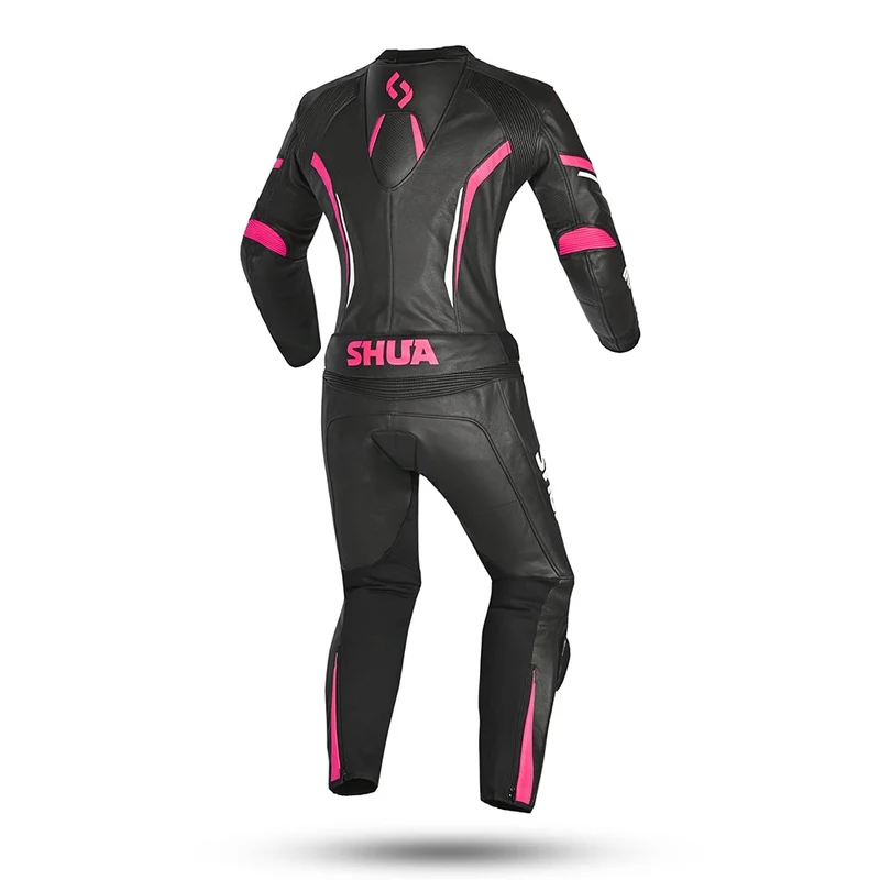 SHUA INFINITY 2 PC MONO DE MOTO MUJER NEGRO FUCSIA