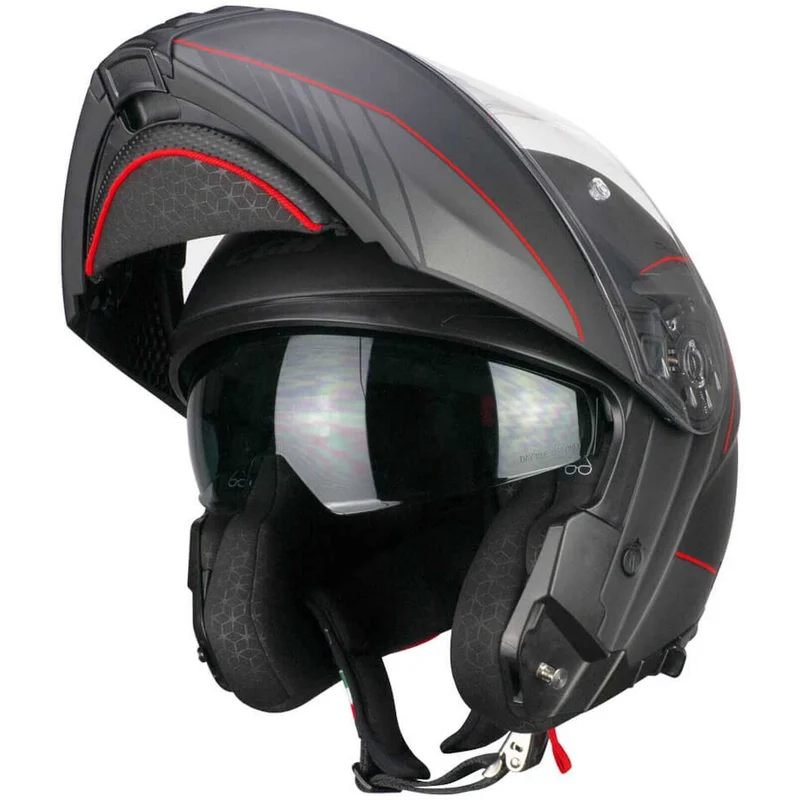 CGM 560G MAD RIDE TURISMO CASCO MODULAR NEGRO ROJO MATE