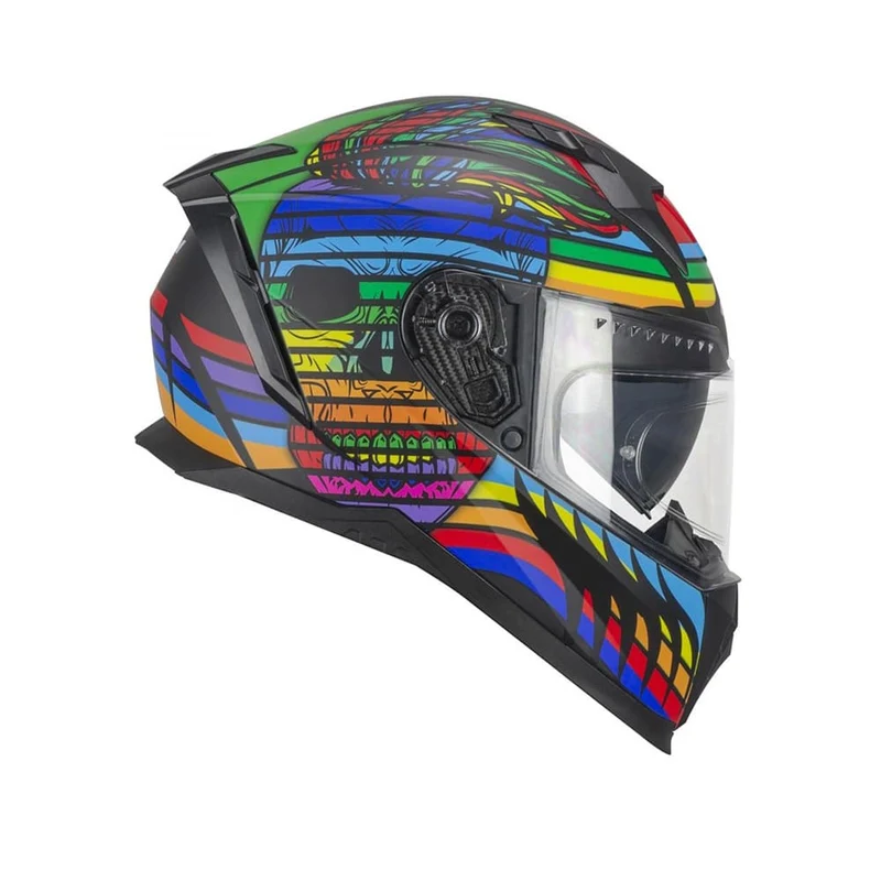 CGM 311X BLAST SKULL Moto Integral Casco Negro Azul Rojo Mate