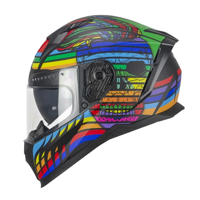 CGM 311X BLAST SKULL Moto Integral Casco Negro Azul Rojo Mate