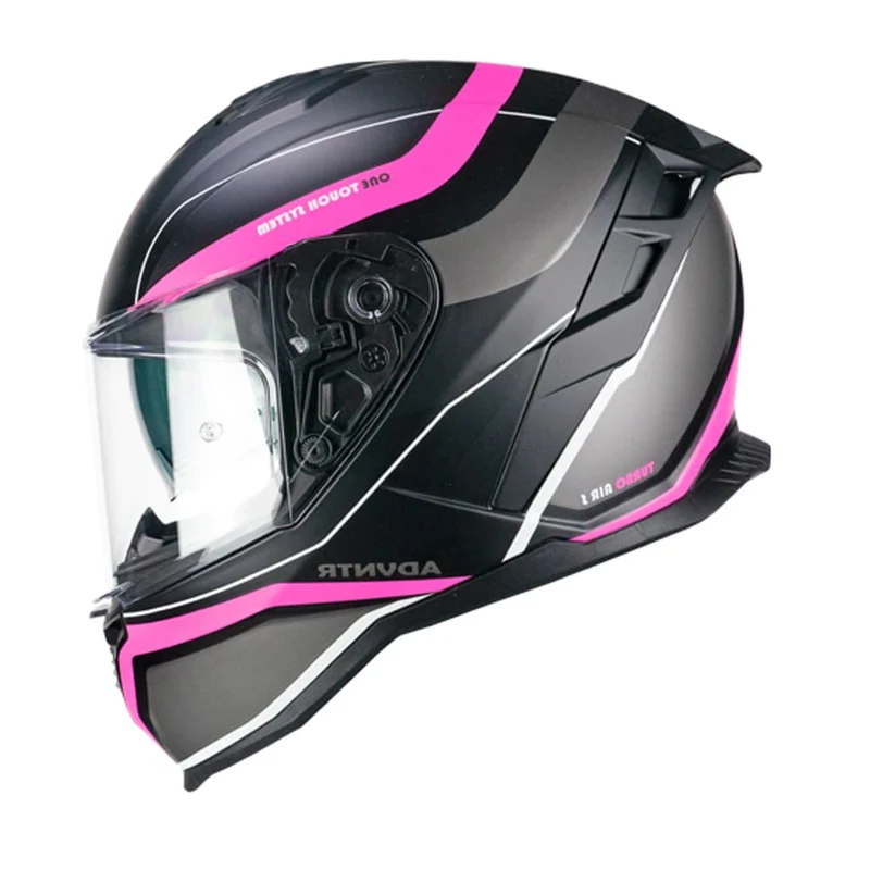 CGM 363 SHOT Integral Moto Casco Negro Fucsia Fluo Mate