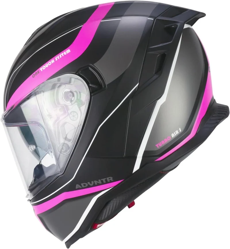 CGM 363 SHOT Integral Moto Casco Negro Fucsia Fluo Mate