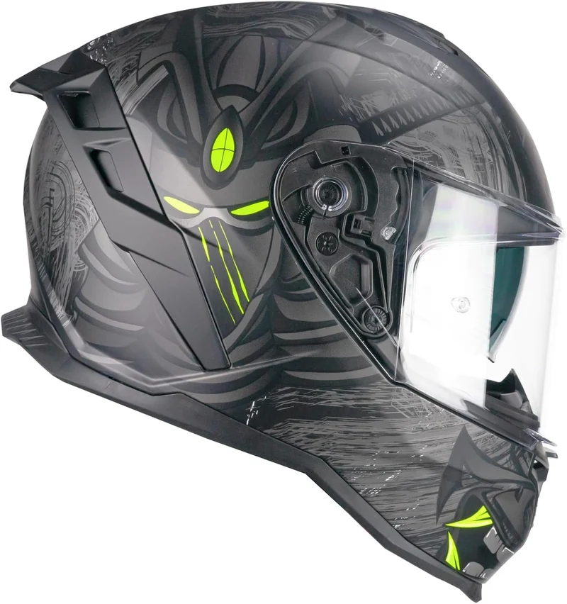 CGM 363S SHOT NIPPO Integral Moto Casco Negro Fluo Amarillo Mate