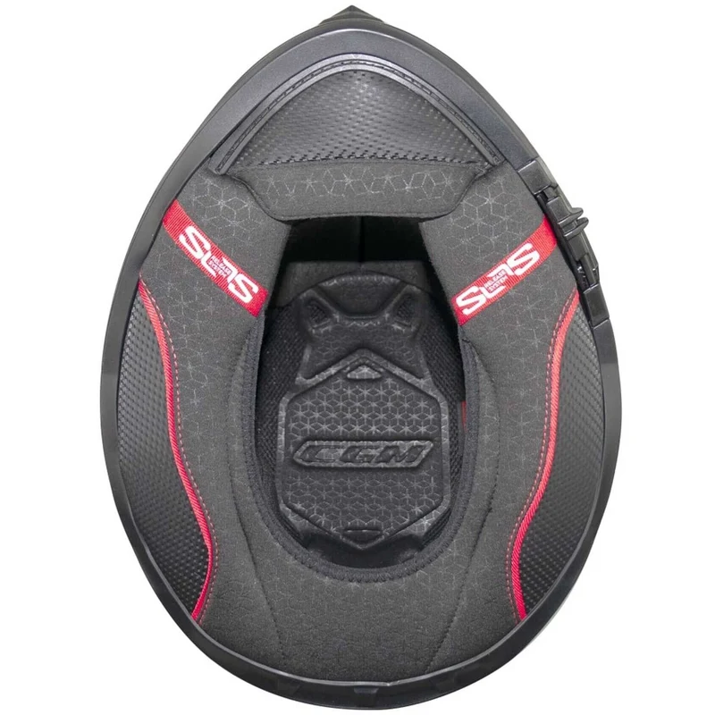 CGM 360G KAD RIDE Integral Moto Torismo Casco Negro Rojo Mate