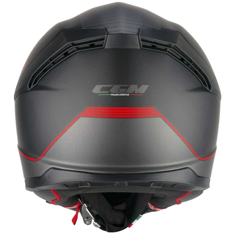 CGM 360G KAD RIDE Integral Moto Torismo Casco Negro Rojo Mate