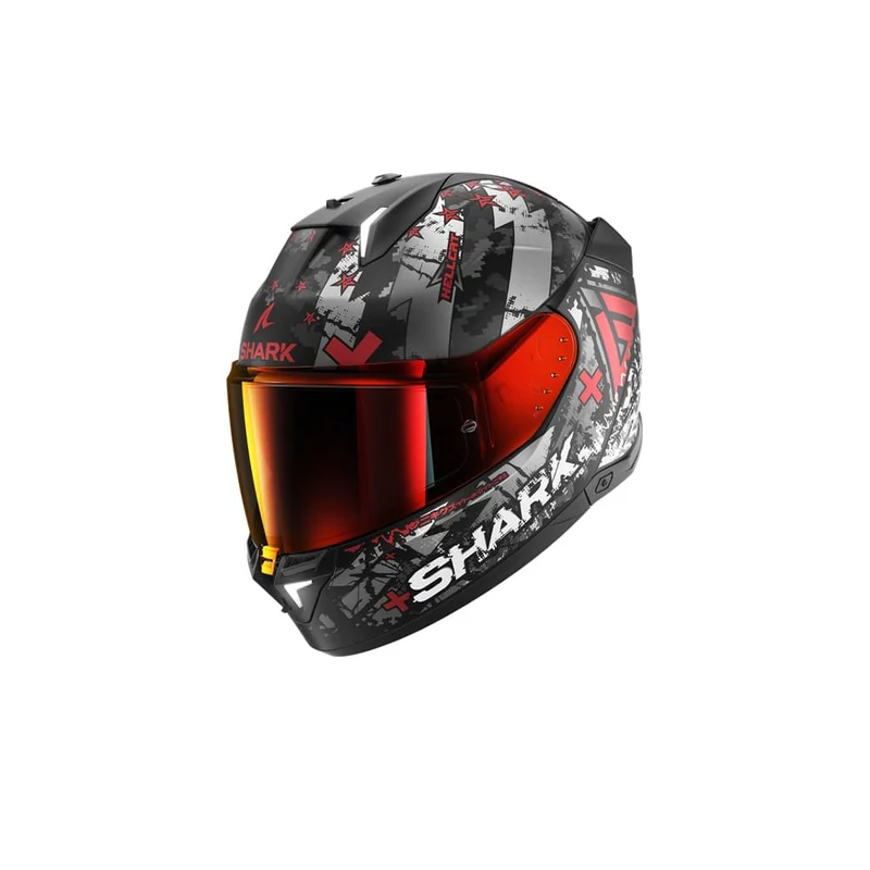 SHARK SKWAL I3 HELLCAT CASCO DE MOTO NEGRO MATE CROMADO ROJO