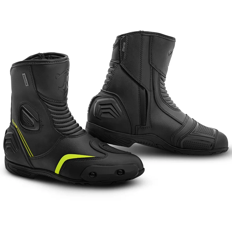 BELA FASTER 2.0 BOTAS DE MOTO NEGRO AMARILLO FLOUR