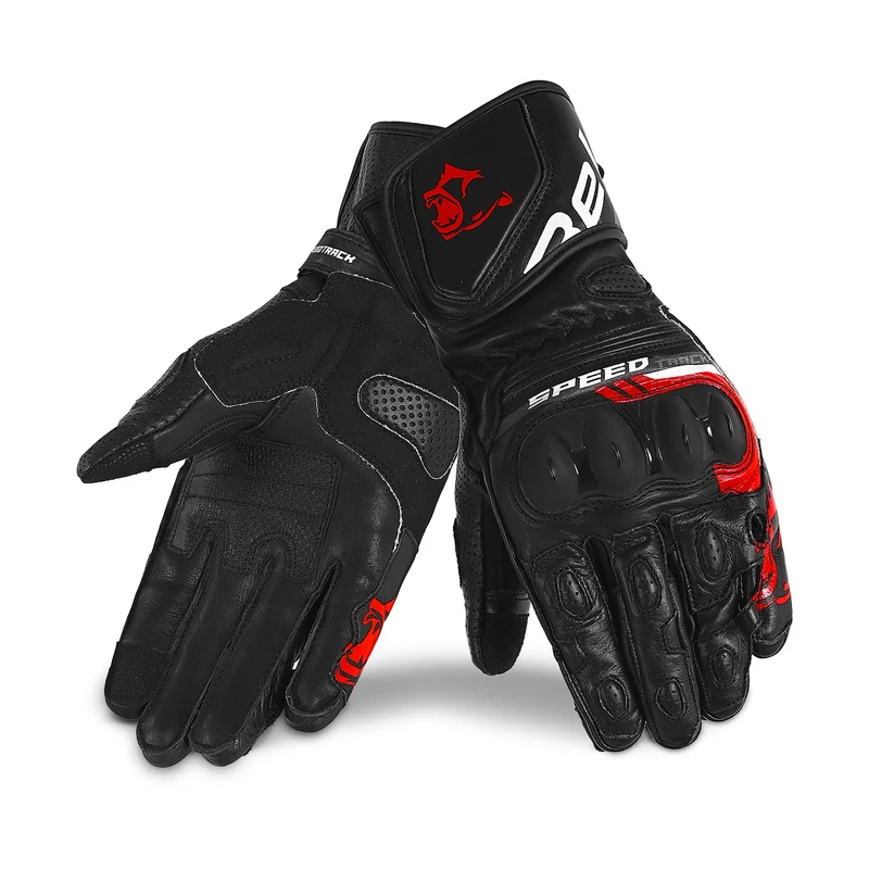 BELA LEMOX GUANTES DE MOTO PIEL NEGRO ROJO