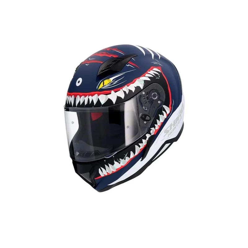 SHIRO HUNTER SHARK CASCO INTEGRAL DE MOTO AZUL SCURO MATE