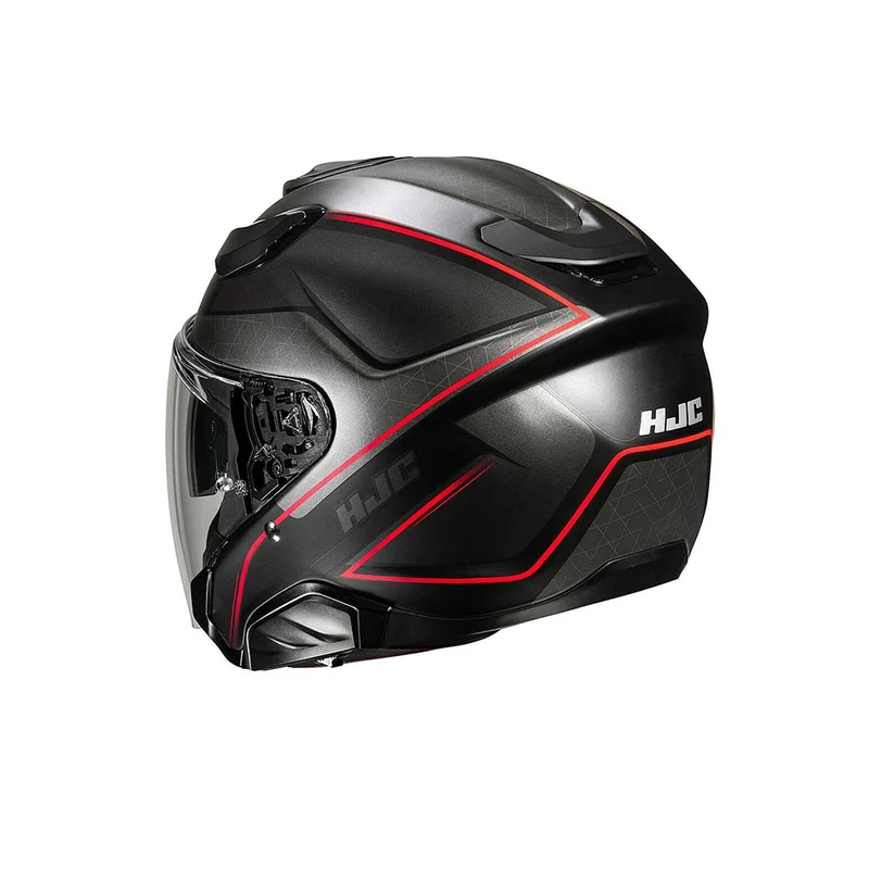 Hjc F31 LUDI MC1SF Casco Jet Moto Deportiva Equitación Negro Mate Rojo