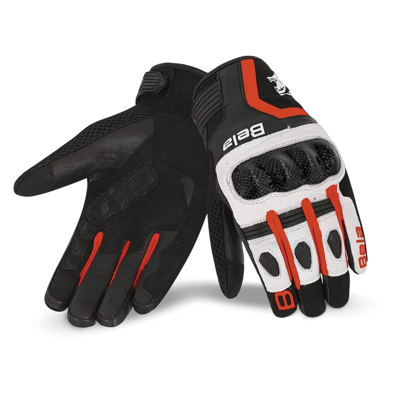 BELA AIR FLOW GUANTES DE MOTO DE PIEL MUJER NEGRO BLANCO ROJO