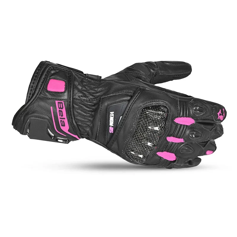 BELA VENOM RS RACING LADY GUANTES DE MOTO PIEL NEGRO ROSA