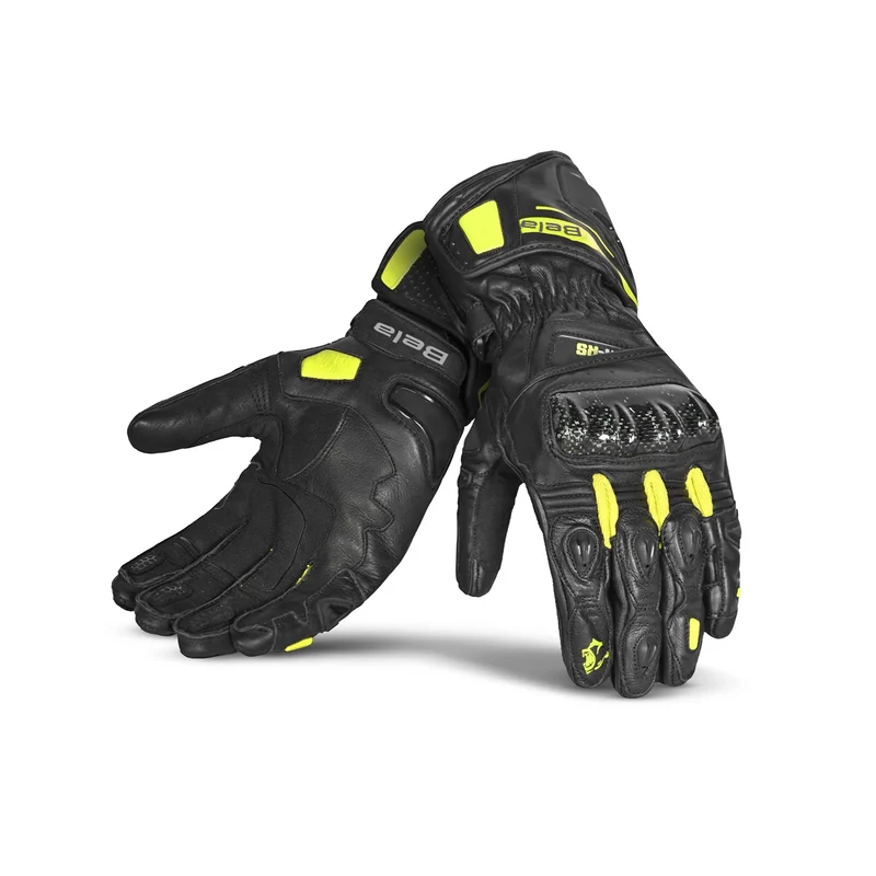 BELA VENOM RS RACING LADY GUANTES DE MOTO PIEL NEGRO AMARILLO FLUO