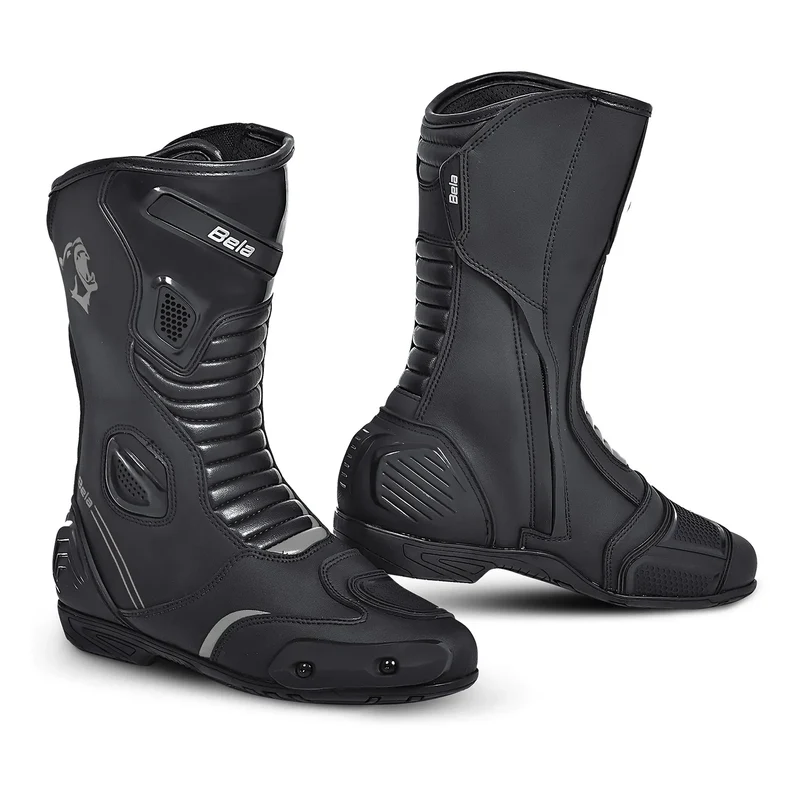 BELA STRIP BOTAS DE MOTO DE RACING PIEL NEGRO GRIS