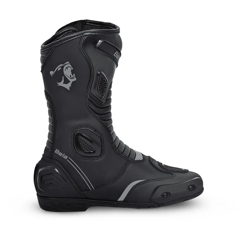 BELA STRIP BOTAS DE MOTO DE RACING PIEL NEGRO GRIS