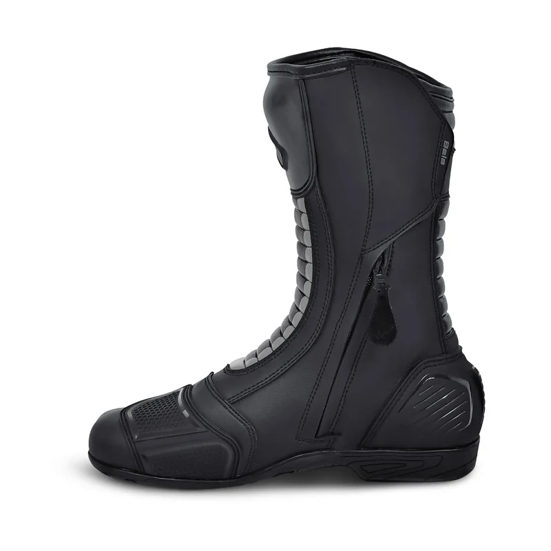 BELA STRIP BOTAS DE MOTO DE RACING PIEL NEGRO GRIS