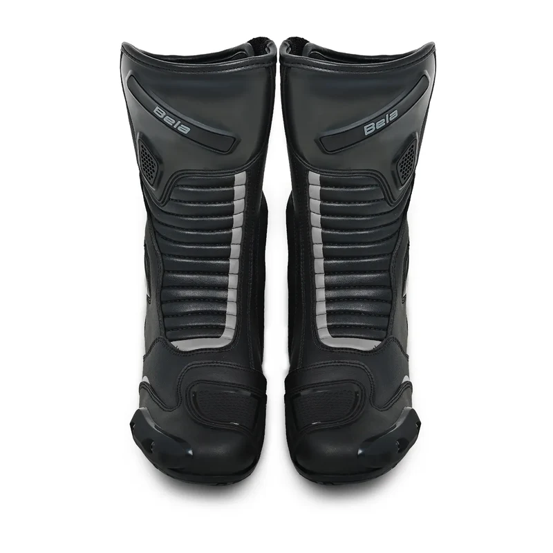 BELA STRIP BOTAS DE MOTO DE RACING PIEL NEGRO GRIS