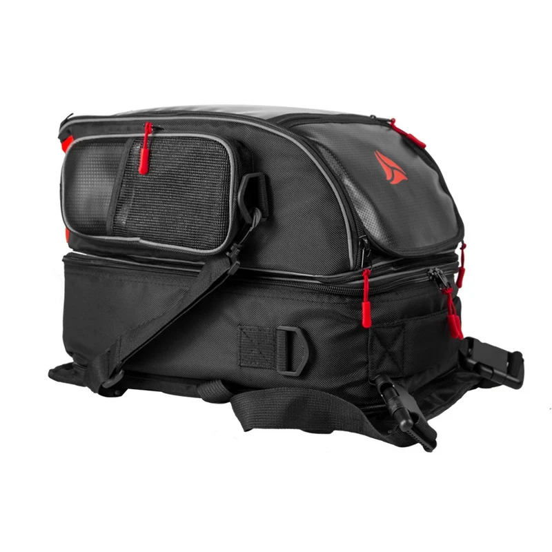 R-TECH - Mochila Piel/Textil Big Vince Negro Rojo