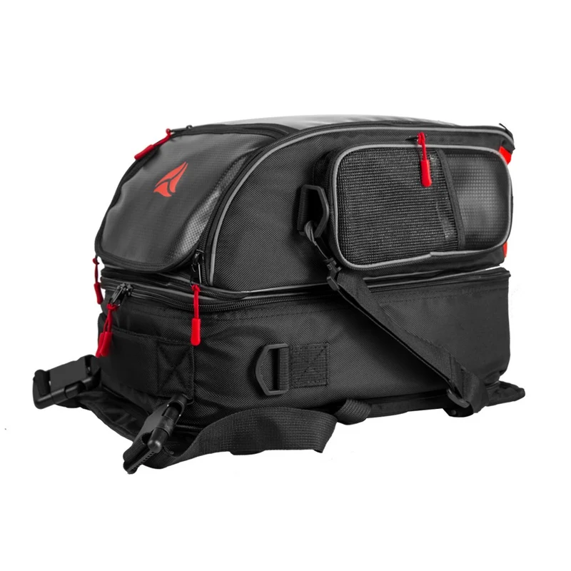 R-TECH - Mochila Piel/Textil Big Vince Negro Rojo