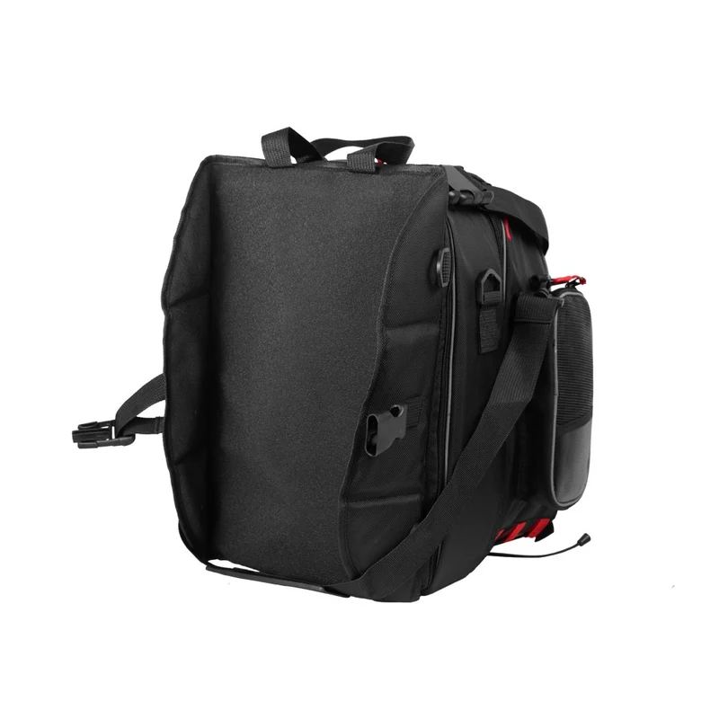 R-TECH - Mochila Piel/Textil Big Vince Negro Rojo