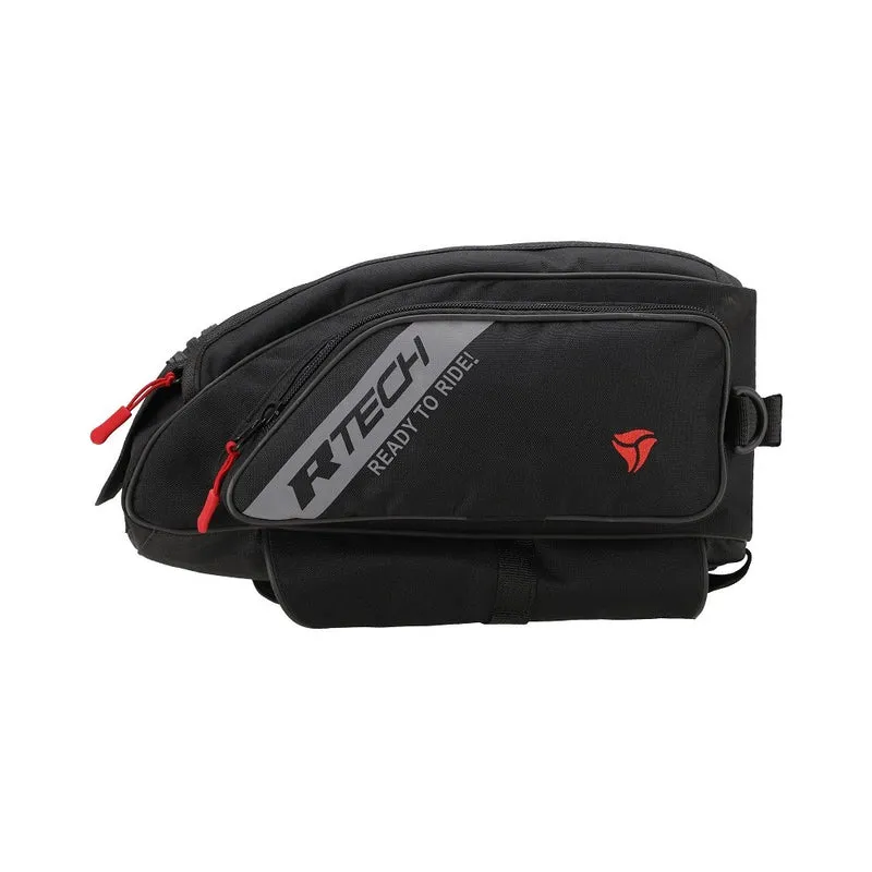 R-TECH - Mochila Piel/Textil Clutch Negro Rojo