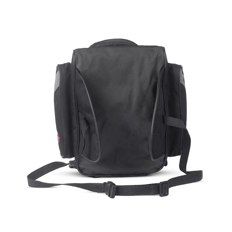 R-TECH - Mochila Piel/Textil Clutch Negro Rojo