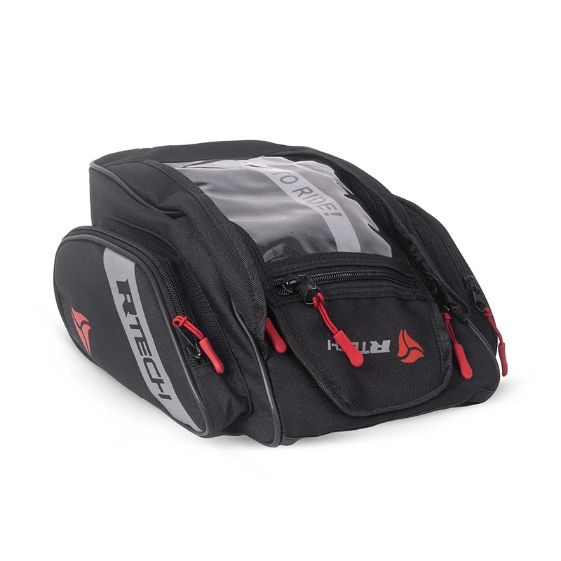 R-TECH - Mochila Piel/Textil Clutch Negro Rojo