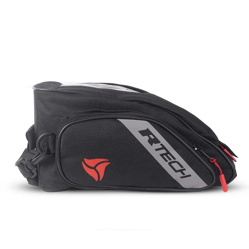 R-TECH - Mochila Piel/Textil Clutch Negro Rojo