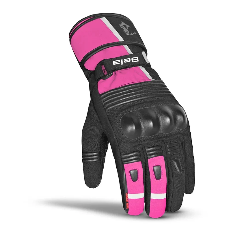 BELA ICE WINTER WP GUANTES DE MOTO PIEL MUJER NEGRO ROSA