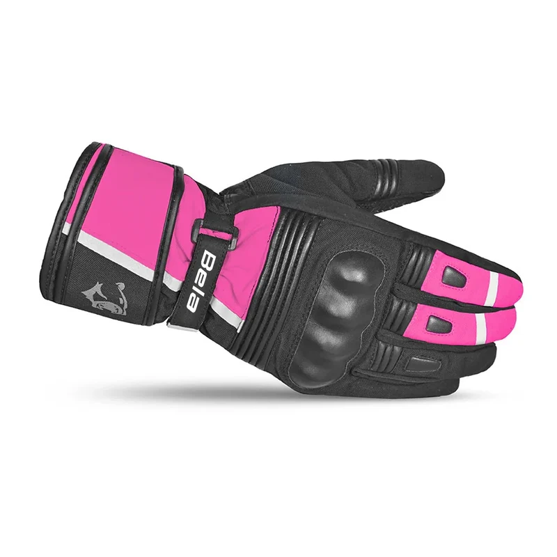 BELA ICE WINTER WP GUANTES DE MOTO PIEL MUJER NEGRO ROSA