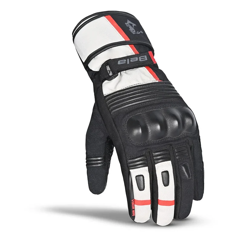 BELA ICE WINTER WP GUANTES DE MOTO PIEL NEGRO BLANCO ROJO