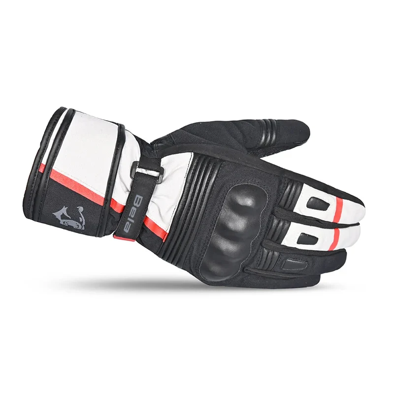 BELA ICE WINTER WP GUANTES DE MOTO PIEL NEGRO BLANCO ROJO