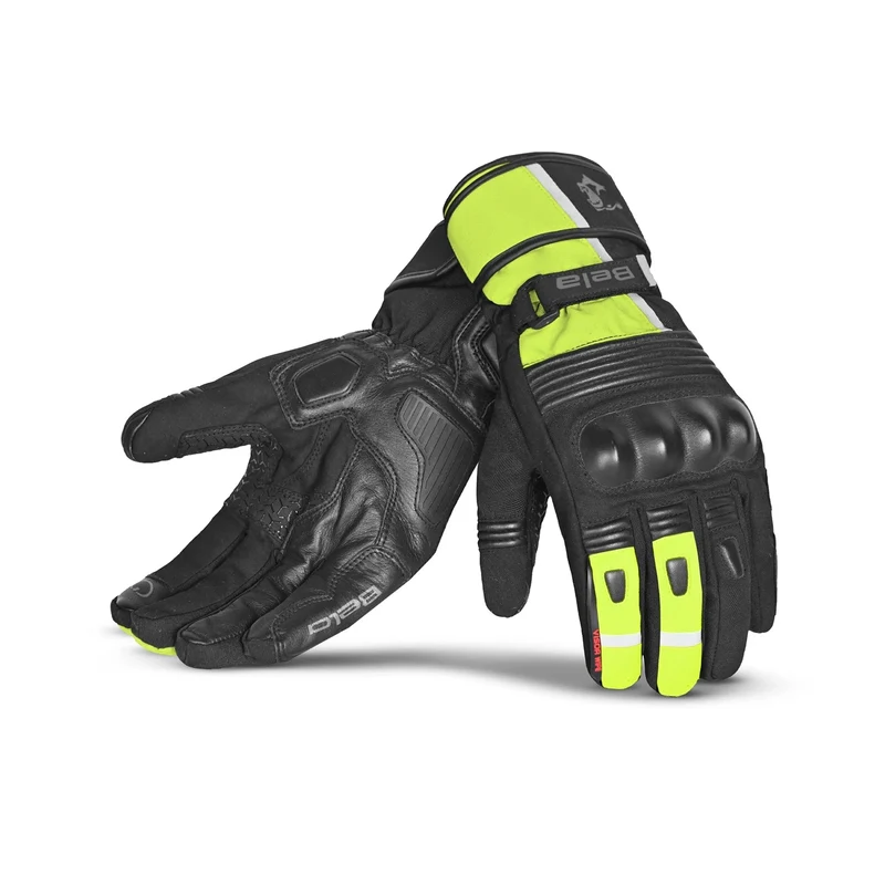 BELA ICE WINTER WP GUANTES DE MOTO PIEL NEGRO AMARILLO FLUO