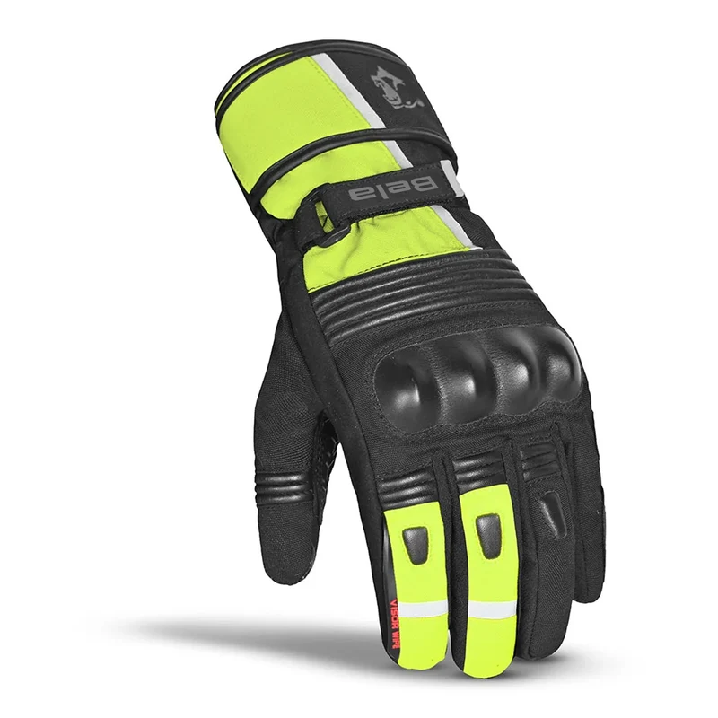 BELA ICE WINTER WP GUANTES DE MOTO PIEL NEGRO AMARILLO FLUO