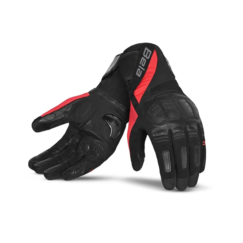 BELA HIGHWAY WINTER WP GUANTES DE MOTO PIEL NEGRO ROJO