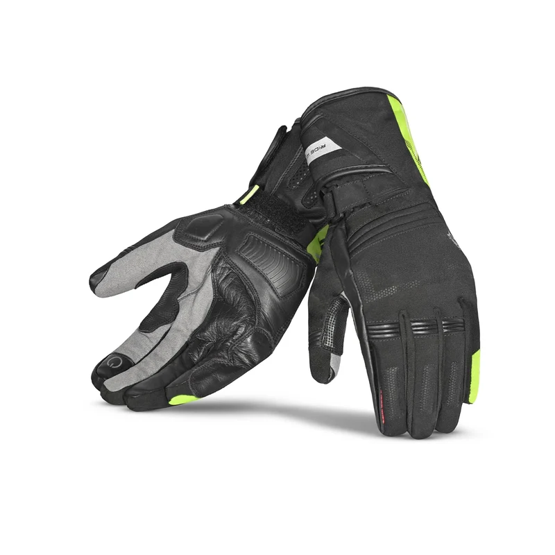 BELA IGLO WINTER WP LADY GUANTES DE MOTO PIEL NEGRO AMARILLO FLUO