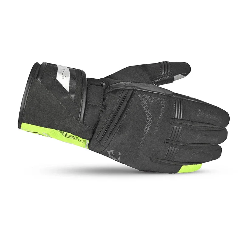 BELA IGLO WINTER WP LADY GUANTES DE MOTO PIEL NEGRO AMARILLO FLUO
