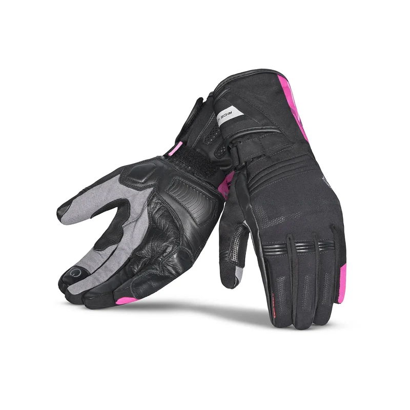 BELA IGLO WINTER WP GUANTES DE MOTO PIEL MUJER NEGRO ROSA
