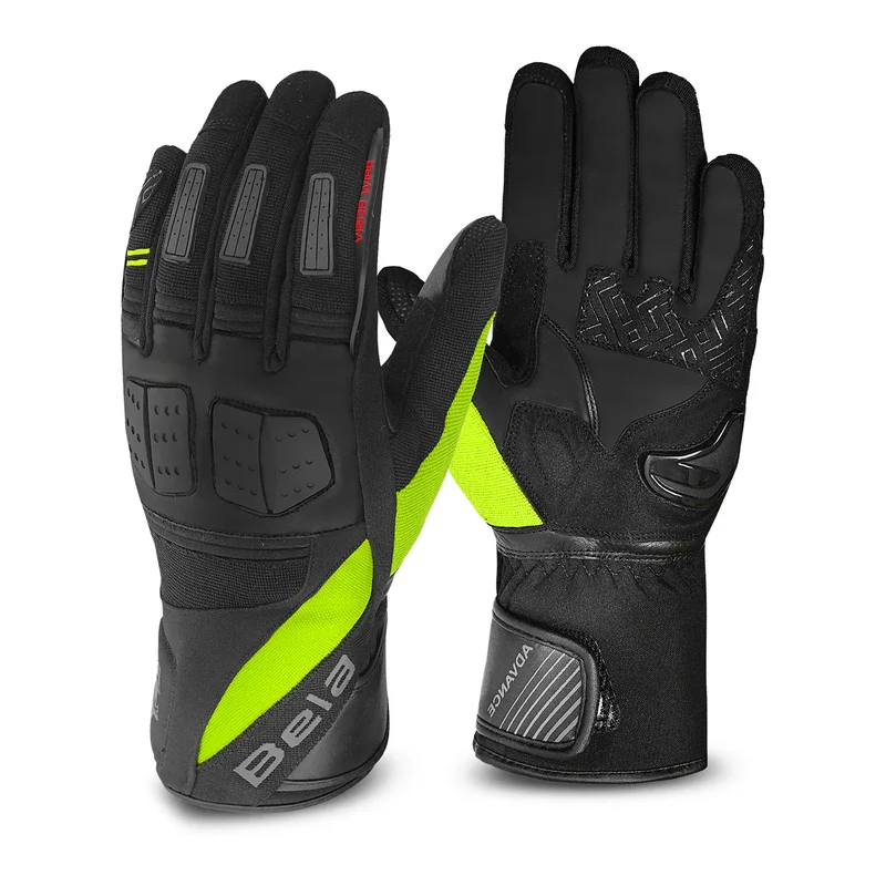 BELA HIGHWAY WINTER WP GUANTES DE MOTO PIEL MUJER NEGRO AMARILLO FLUO