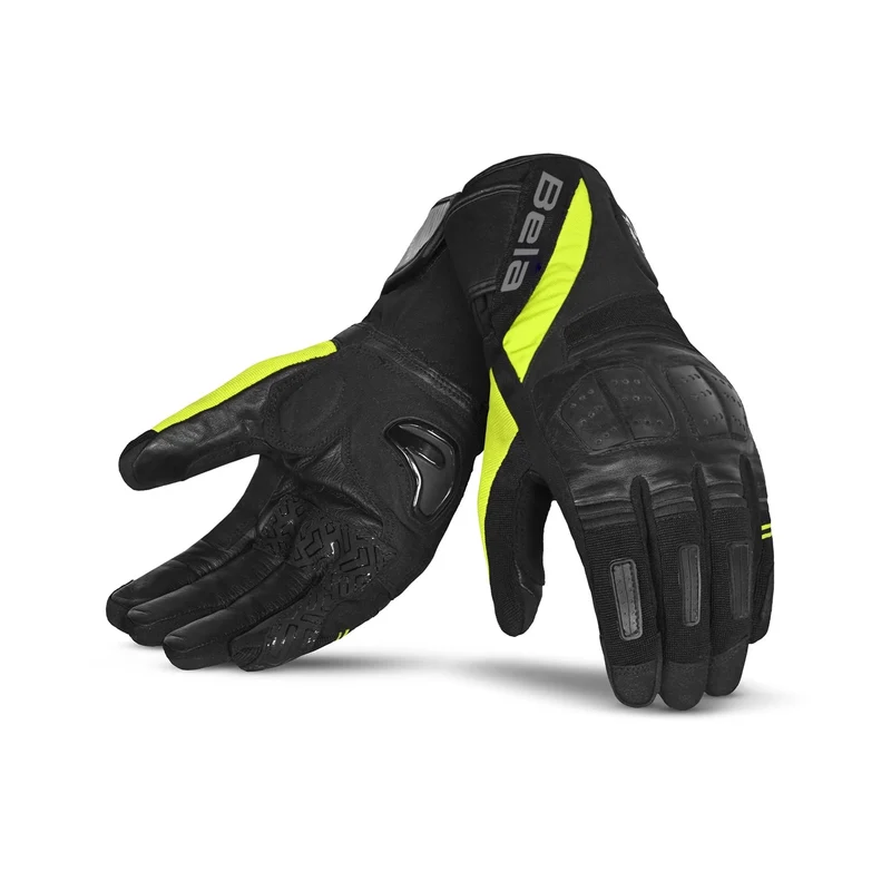 BELA HIGHWAY WINTER WP GUANTES DE MOTO PIEL NEGRO AMARILLO FLUO