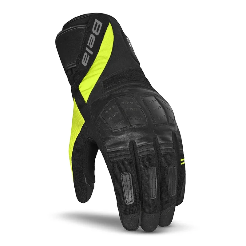 BELA HIGHWAY WINTER WP GUANTES DE MOTO PIEL NEGRO AMARILLO FLUO