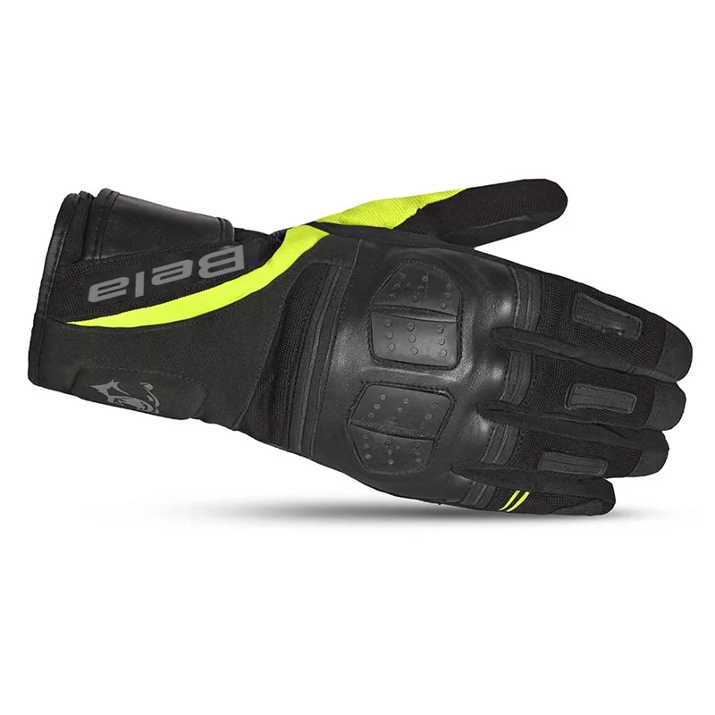 BELA HIGHWAY WINTER WP GUANTES DE MOTO PIEL NEGRO AMARILLO FLUO