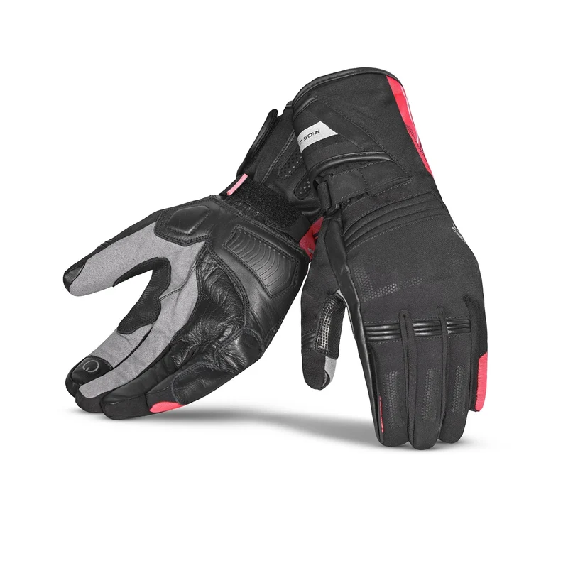BELA IGLO WINTER WP GUANTES DE MOTO PIEL NEGRO ROJO FLUOR