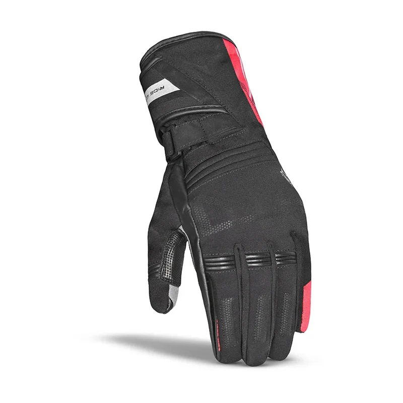 BELA IGLO WINTER WP GUANTES DE MOTO PIEL NEGRO ROJO FLUOR