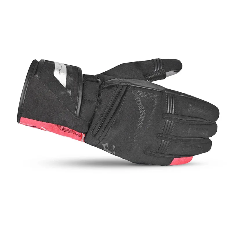 BELA IGLO WINTER WP GUANTES DE MOTO PIEL NEGRO ROJO FLUOR