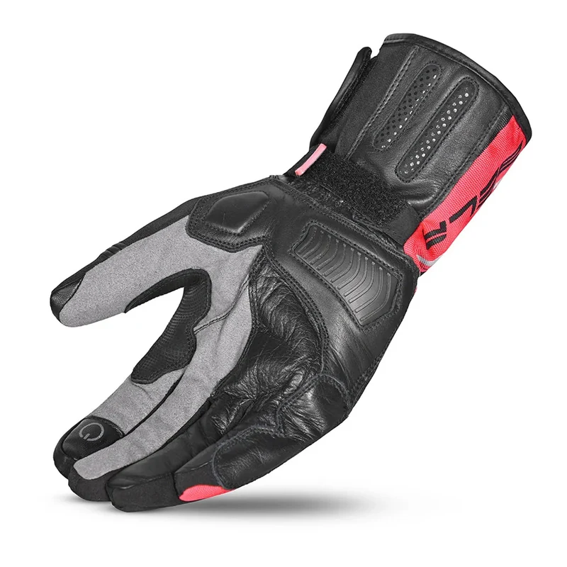BELA IGLO WINTER WP GUANTES DE MOTO PIEL NEGRO ROJO FLUOR