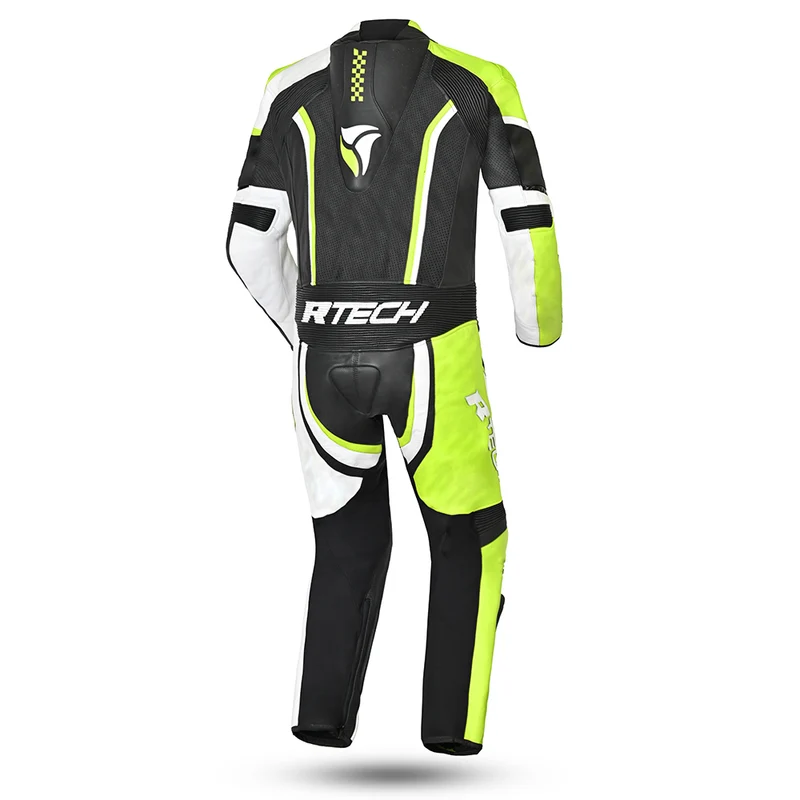 R-TECH HAWK 1 PC PIEL MONO DE MOTO NEGRO BLANCO AMARILLO FLUOR