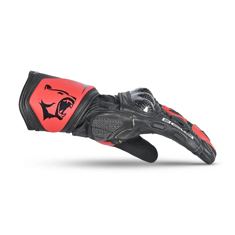 BELA ROCKET GUANTES DE MOTO LARGOS HOMBRE PIEL NEGRO ROJO